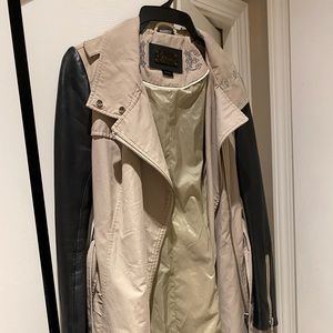 Mackage trench coat with leather sleeves